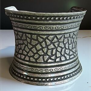 Vintage Silver Metal Wide Cuff Bracelet. Made In India.